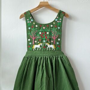Mini Biden Embroidered Corduroy Pinafore Dress Size 7-8